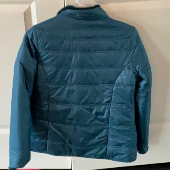 Reversible teal fuzzy coat EUC rarely worn - Picture 4 of 4